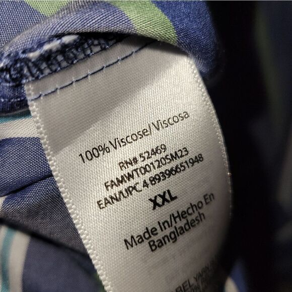 Mens Free Assembly Lightweight Striped Button Up Blue Short Sleeve Shirt XXL NWT - Picture 7 of 9